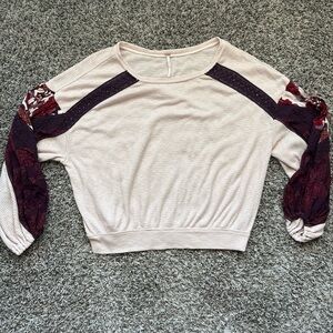 Free People Women's Pink Tunic Shirt Dress Large Oversized Boho Hippie Style